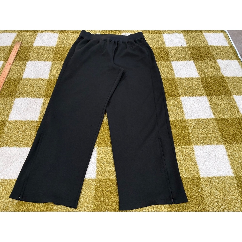 Nike Mens XL Black Wide Leg Athletic Track Pants Ankle Zip Back Pocket XL